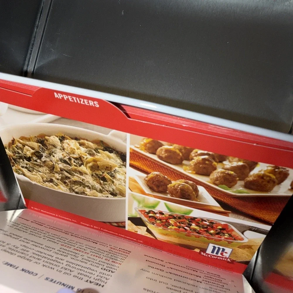 McCormick Red White Metal Recipe Box with Lid and Recipe Cards